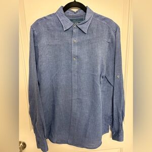 Perry Ellis Men's Casual Blue Button-Down Shirt